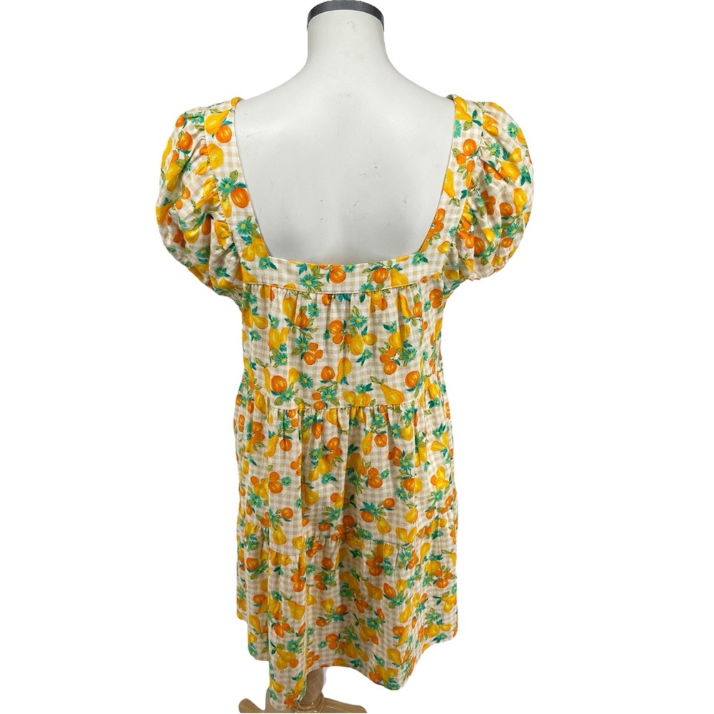 NWT Greylin Lora Square Neck Gingham and Fruit Print Cap Sleeve Dress Size Large - Picture 7 of 11